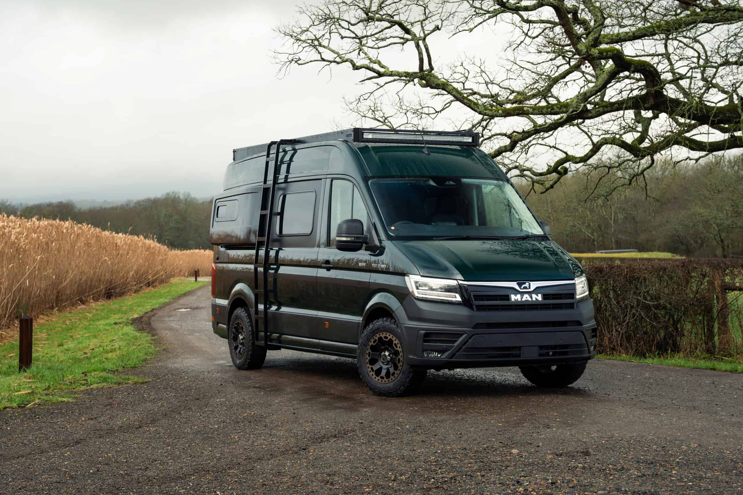 Onyx Summit MAN TGE 4x4 with roof rack, all-terrain tyres, rear carriers and awning