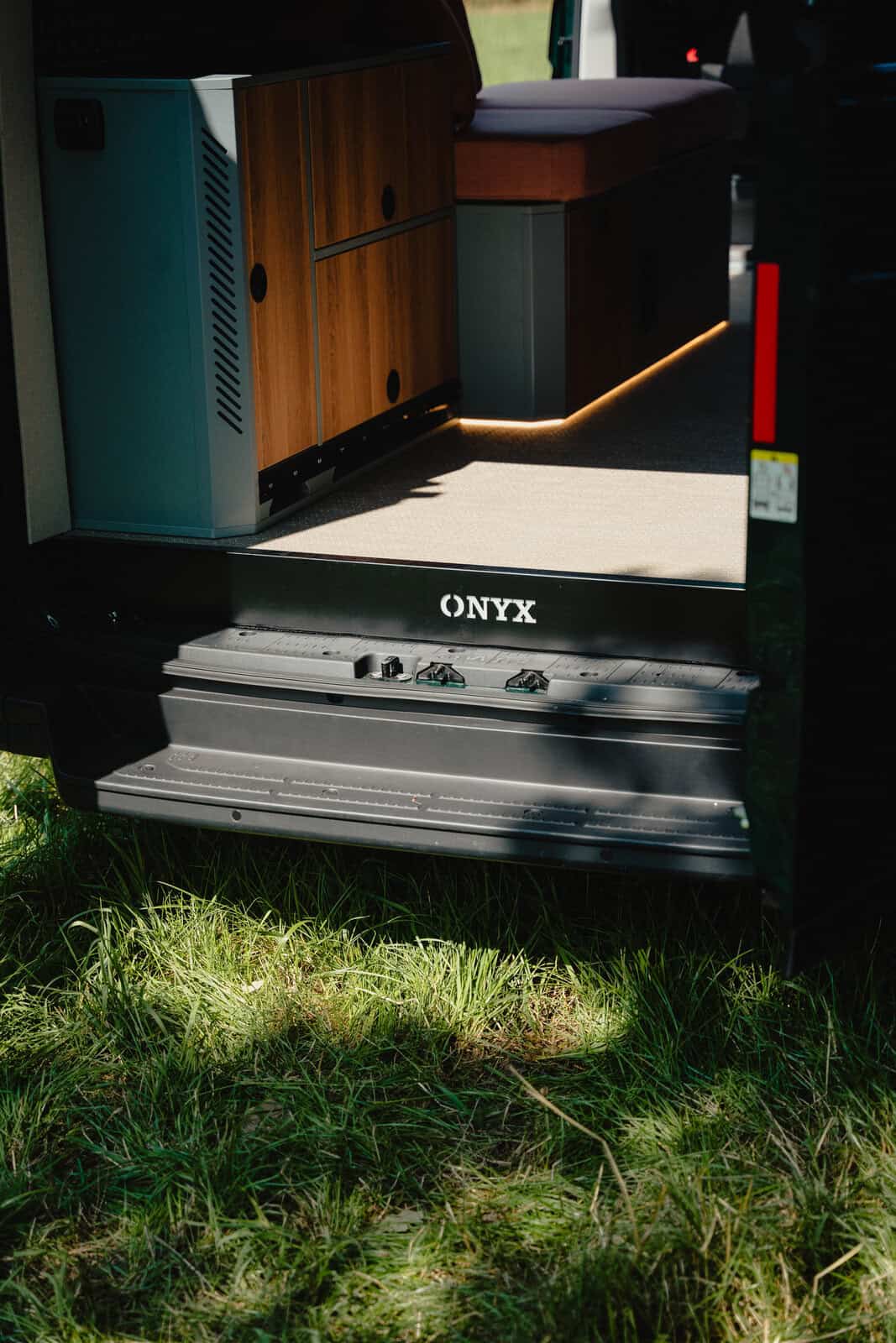 Aluminium rear step and garage area of the Onyx Summit