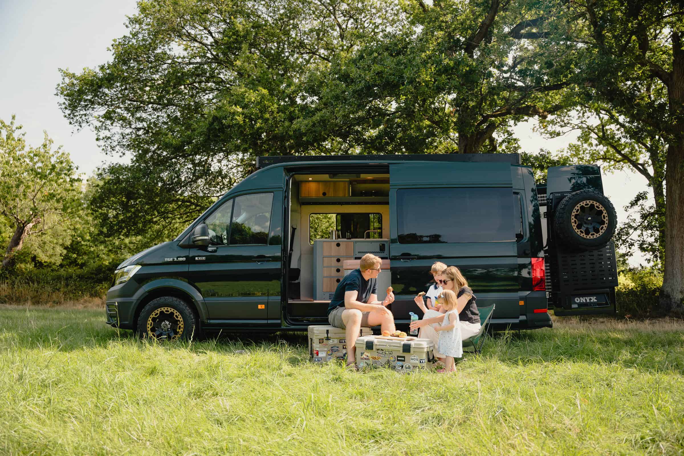 An Onyx campervan parked up with kit out