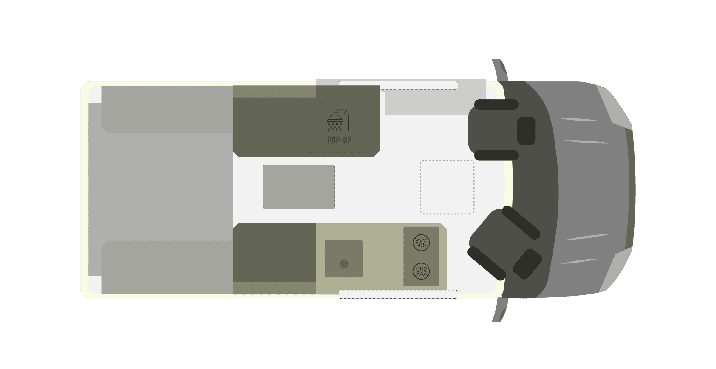 Onyx Summit floor plan — day layout, bed slid away