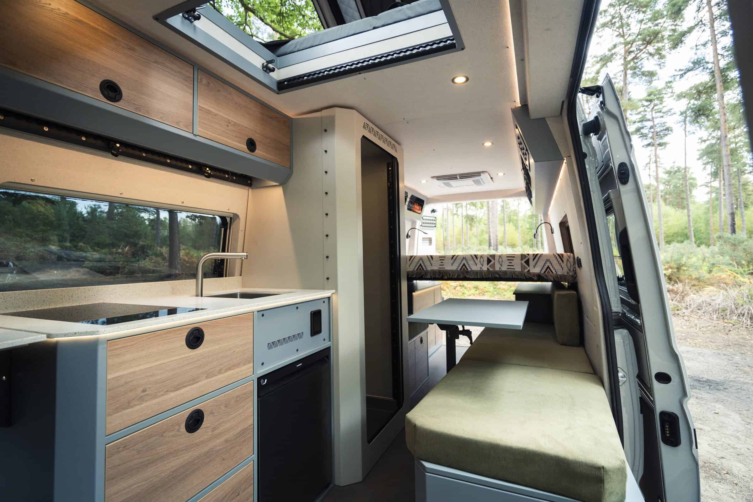 Open living area of the Onyx Arête long wheelbase campervan