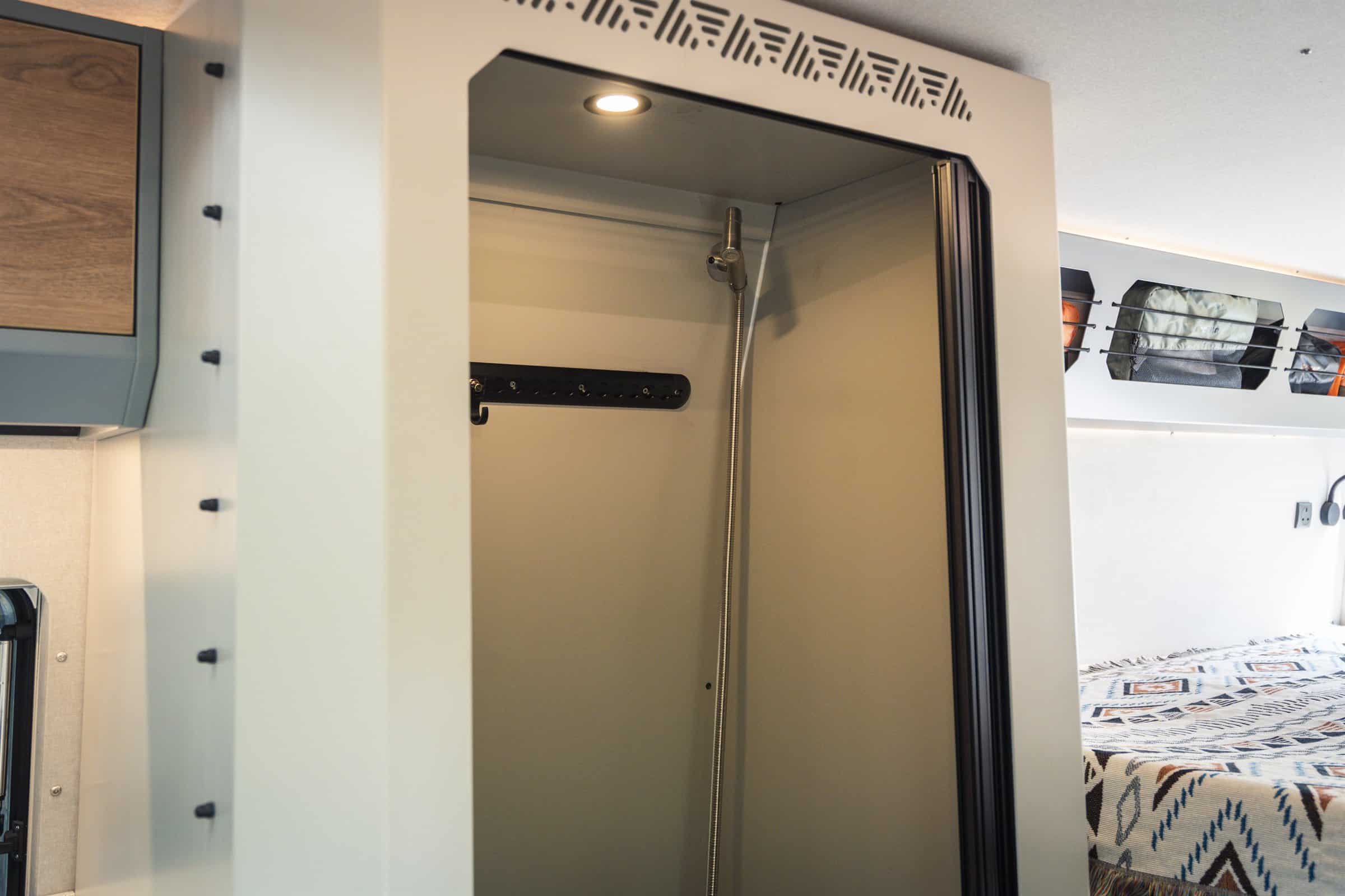 The permanent shower room in the Onyx Arête