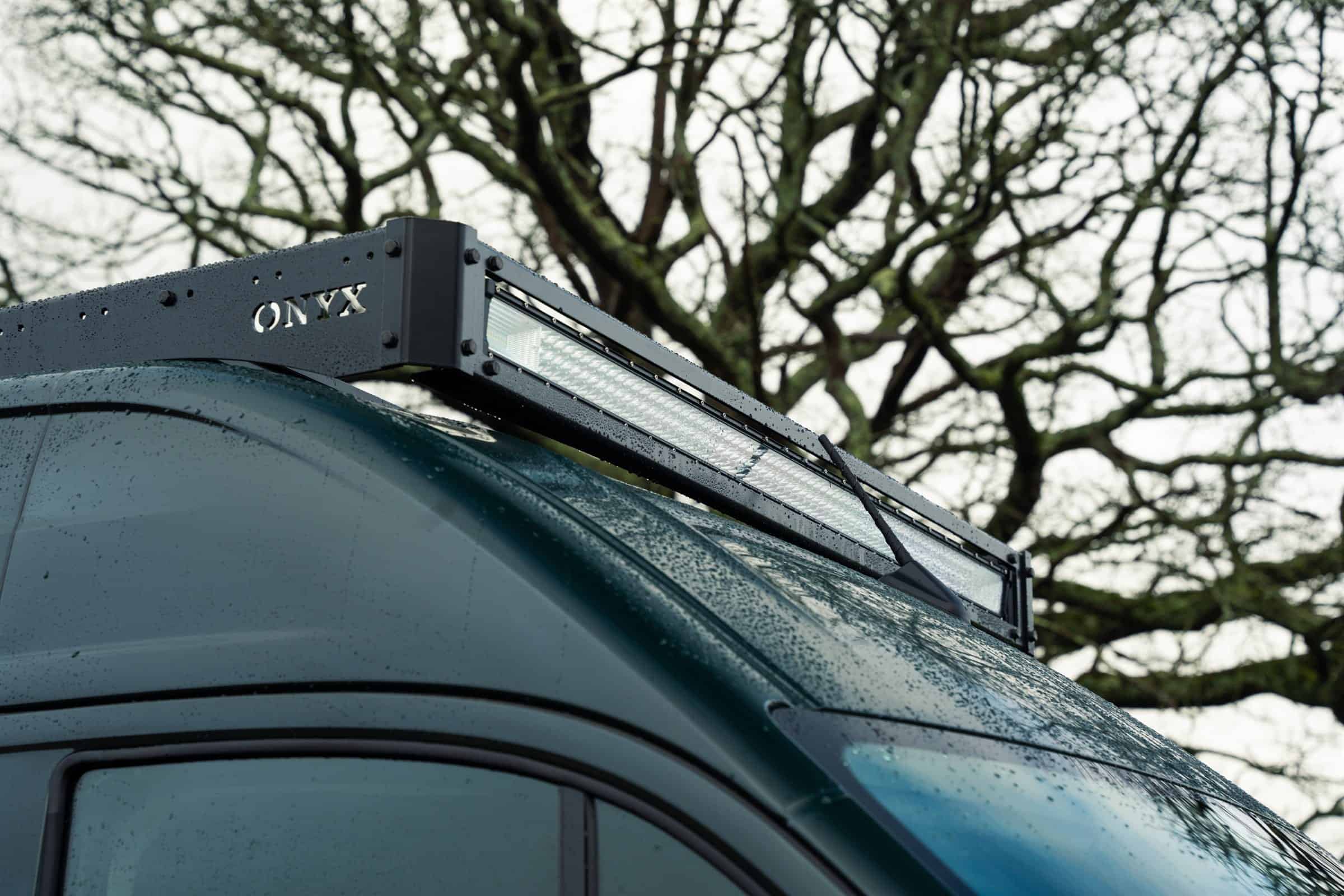 The Onyx roof rack and LED light bar on a MAN TGE campervan