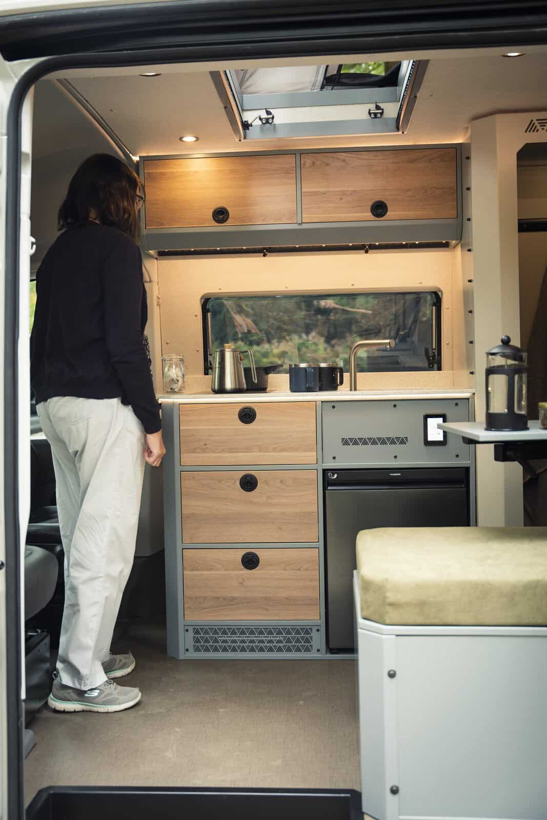 At the kitchen in the Onyx Arête with the side door open