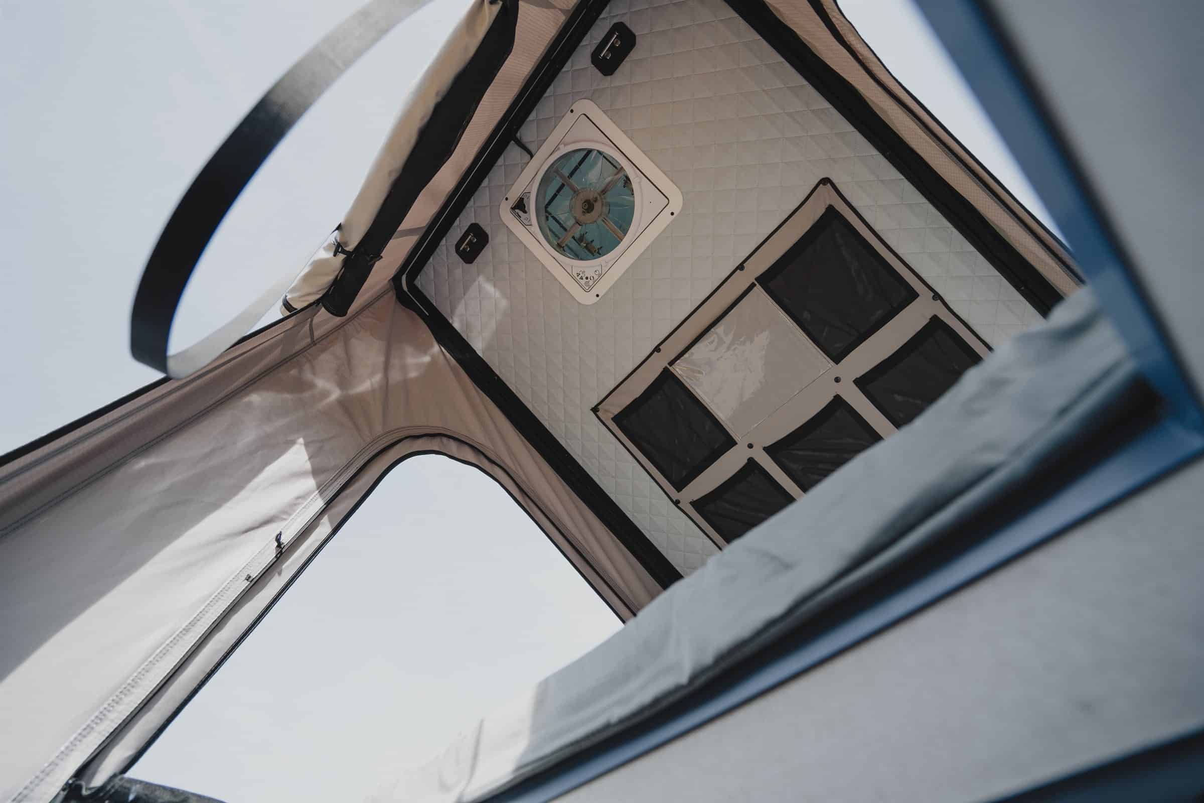 Looking up into the raised Onyx pop-top canopy