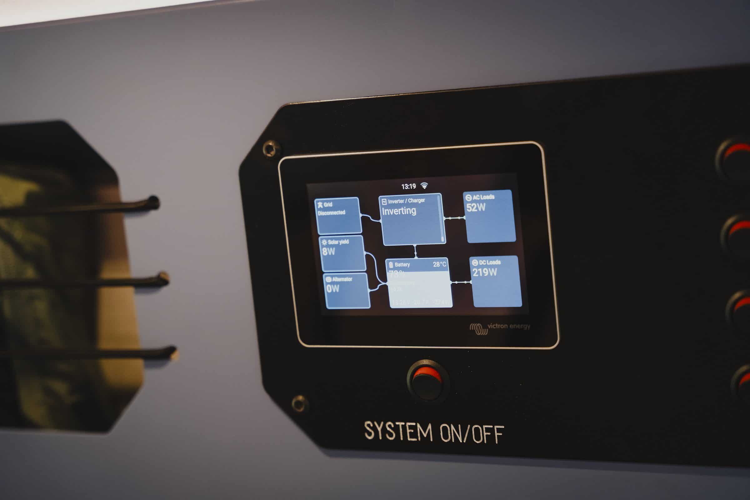 Victron touchscreen and 400Ah lithium system in the Onyx Mesa