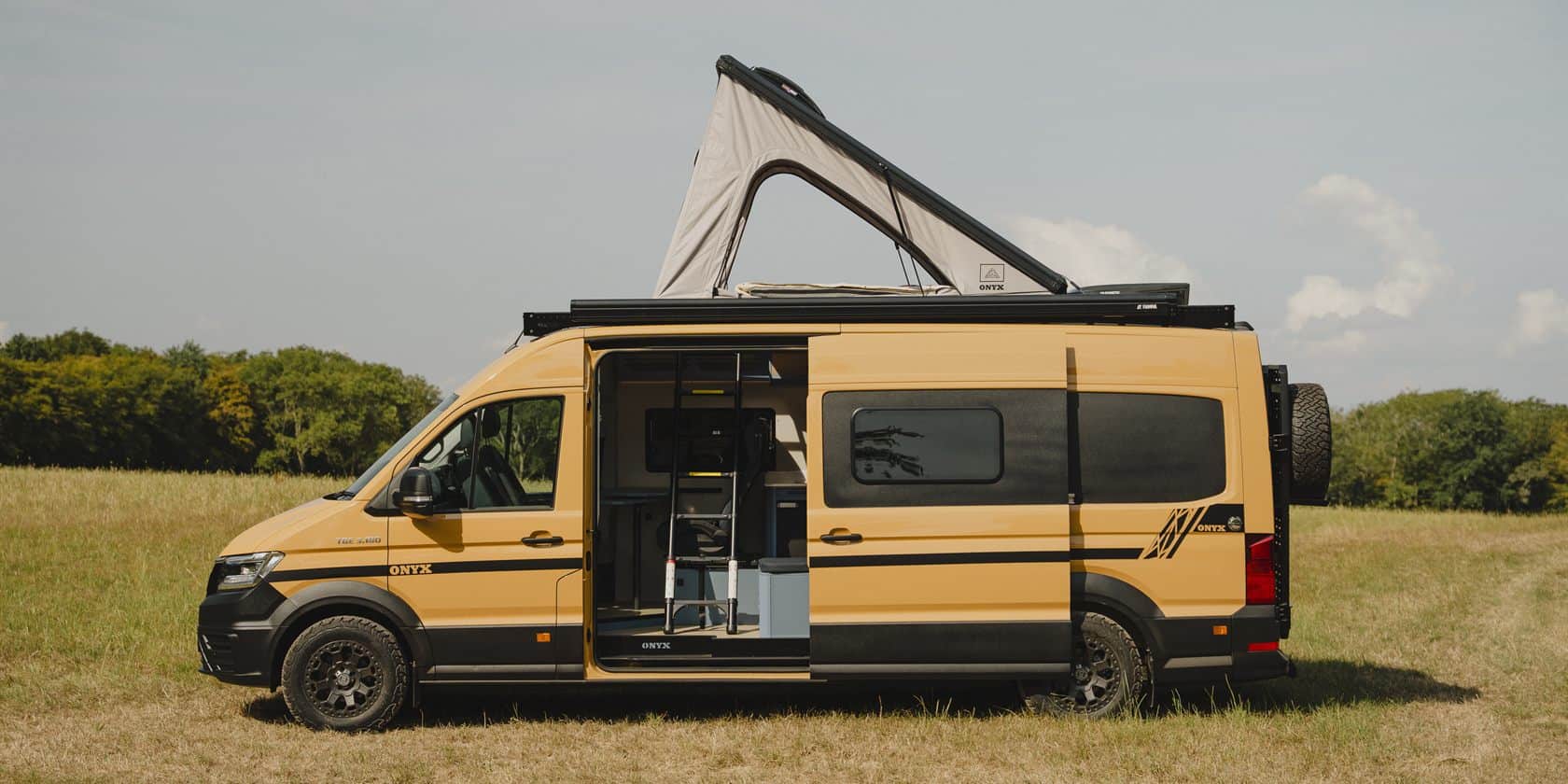 The Onyx Outpost LWB family campervan, side view
