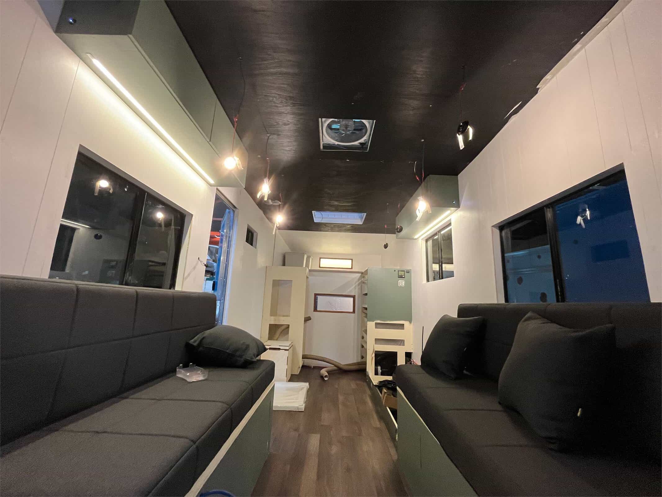 Luton van conversion interior wall panels